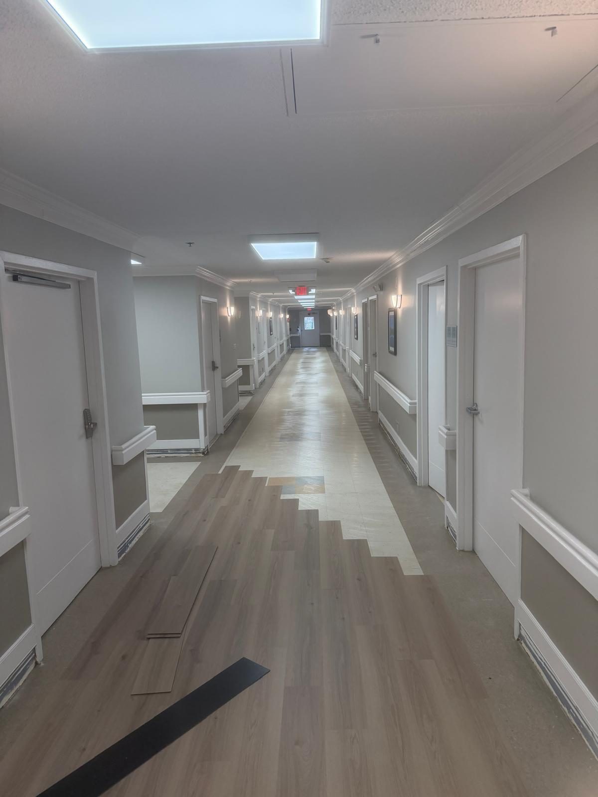 Luxury vinyl plank replacing commercial tile